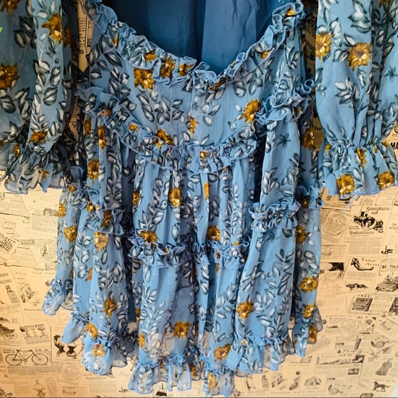 Saints + secrets blue dress NWT XS floral openback - Picture 8 of 10